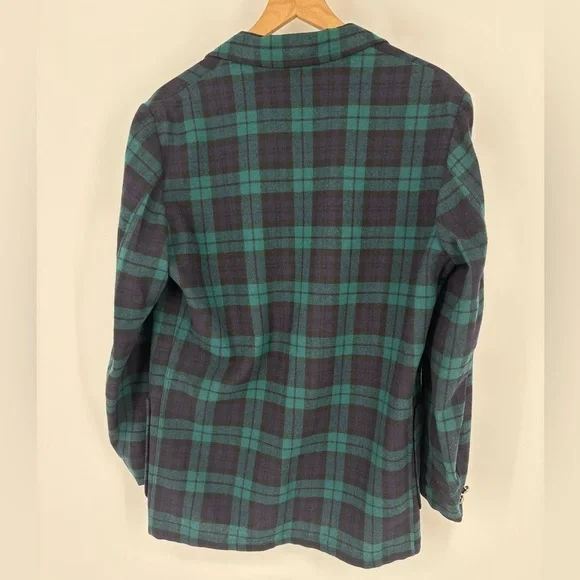 Pendleton Women’s Green & Blue 100% Virgin Wool Plaid Blazer - Picture 7 of 12